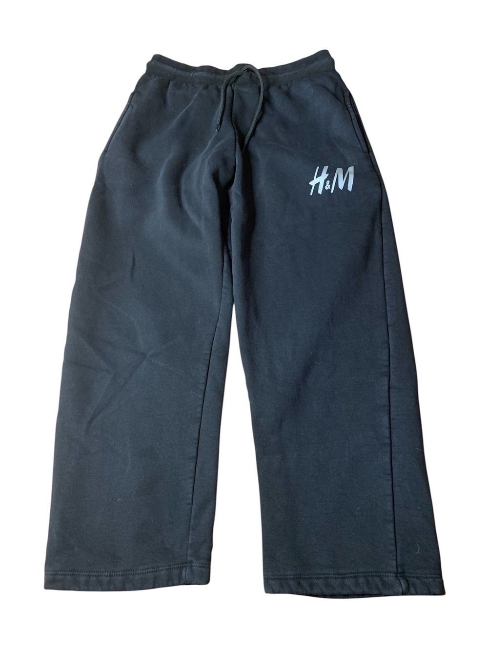 ⚡️Black Wide Leg Sweatpants Drawstring Joggers Size L with H&M decal